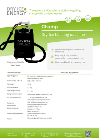 Champ | Dry Ice Blasting Machine - Car Supplies WarehouseDry Ice EnergyDrop Shipdropshipdry ice
