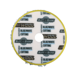 BUFF AND SHINE | Blue/White 100% Knitted Wool Blue Foam Interface (Edge Bevel) • Cutting Car Supplies Warehouse