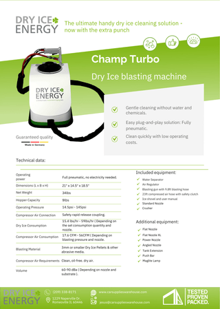 Champ Turbo | Dry Ice Blasting Machine - Car Supplies WarehouseDry Ice Energyblasting mediaDrop Shipdropship