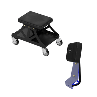 Low Pro Black Stool and Blue Back Rest