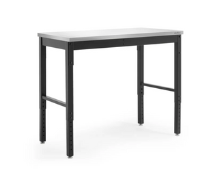 NewAge Pro Series Adjustable Height Workbench - Black with Stainless Steel Worktop / 56"