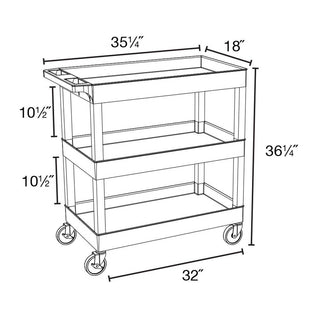 Luxor EC111HD-G Heavy Duty Tub Cart with Three Shelves - Car Supplies WarehouseLuxorcartcartsluxor