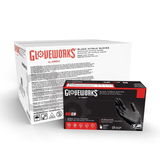 GLOVEWORKS | 5mm Black Nitrile Gloves Car Supplies Warehouse