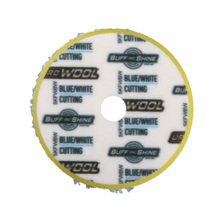 BUFF AND SHINE | Blue/White 100% Knitted Wool Blue Foam Interface (Edge Bevel) • Cutting Car Supplies Warehouse