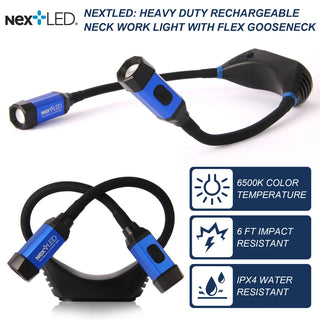 NextLED Rechargeable LED Neck Work Light with Magnetic Base & Tripod Mount