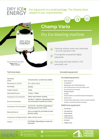 DRY ICE ENERGY | Champ Vario - Dry Ice Blasting Machine