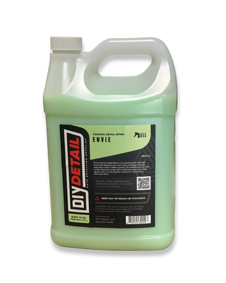 Gallon container of DIY Detail Envie car wash soap on a white background