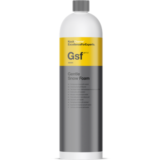 Bottle of Gsf Gentle Snow Foam on a white background
