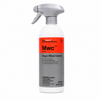 A 500 mL bottle of So4Chemicals MWC (Magic Wheel Cleaner) on a solid white background. The bottle is white with a gray trigger sprayer and a label featuring a bright orange top section and a gray bottom section.
