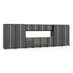 NEWAGE Pro Series 14 Piece Cabinet Set with Lockers, Base, Wall, Tool Drawer, Multi-Function Cabinets and 56 in. Worktop