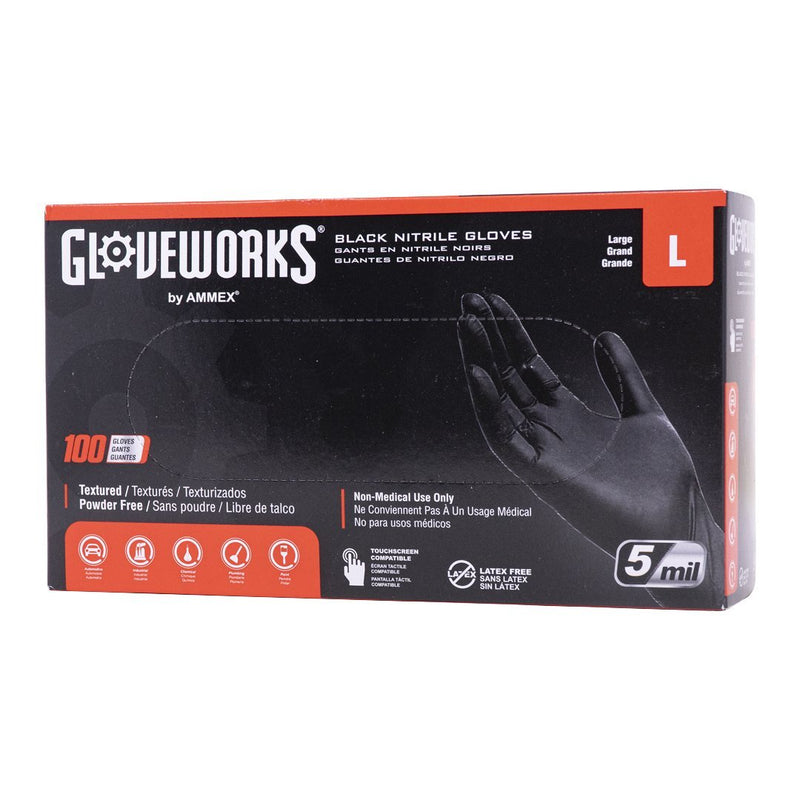 Gloveworks 5mm Black Nitrile Gloves - Large - Car Supplies WarehouseGloveworksaccessoriesaccessorydetail accessories
