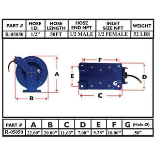 RapidAir - 1/2" Hose Reel (Dual Arm) - Car Supplies WarehouseRapidAirairair compressorair hose