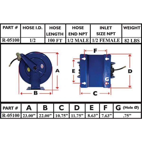 RapidAir - 1/2" Hose Reel (Dual Arm) - Car Supplies WarehouseRapidAirairair compressorair hose
